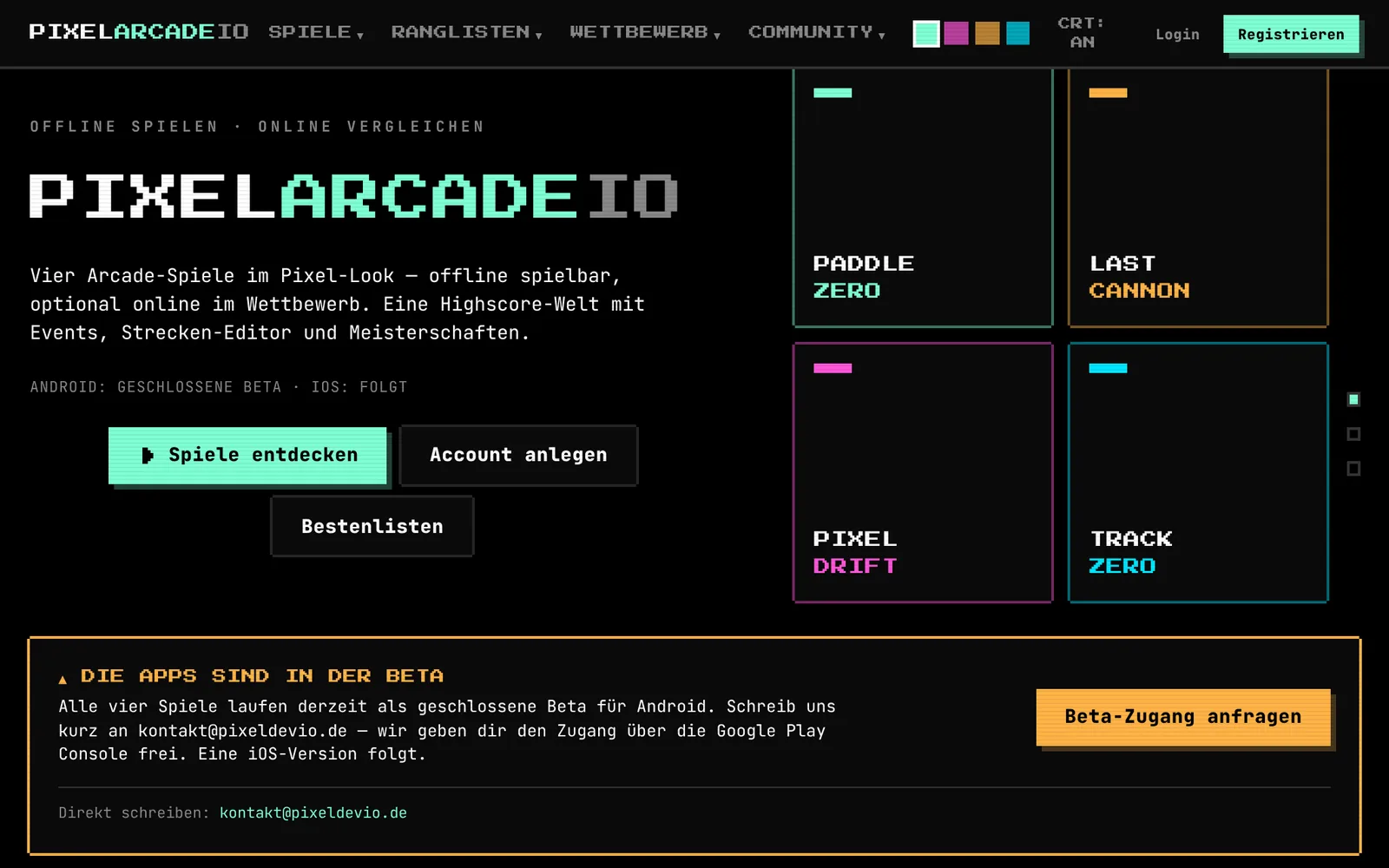 PixelArcadeIO – Vorschau
